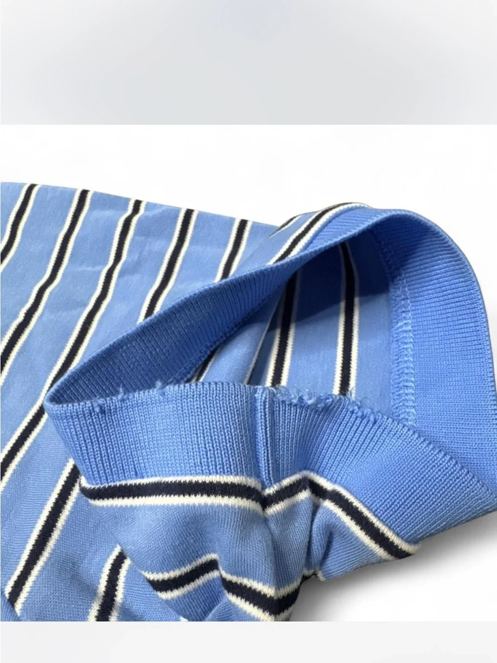 Ralph Lauren Blue Striped Polo with Contrast Trim